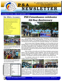 Catanduanes Newsletter 3Rd Quarter 2019