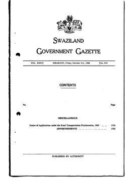 Swaziland Government Gazette