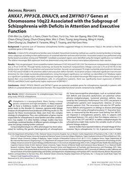 ANXA7, PPP3CB, DNAJC9, and ZMYND17 Genes at Chromosome