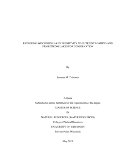 Exploring Wisconsin Lakes' Sensitivity to Nutrient Loading