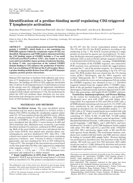 Identification of a Proline-Binding Motif Regulating CD2-Triggered T Lymphocyte Activation