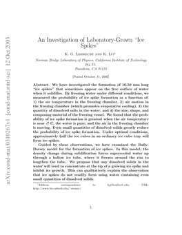 An Investigation of Laboratory-Grown