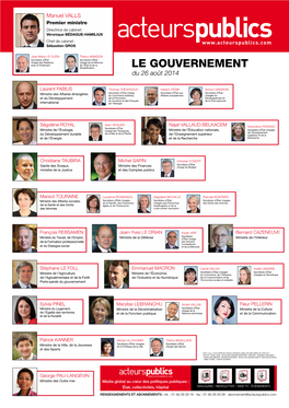 LE GOUVERNEMENT Du 26 Août 2014