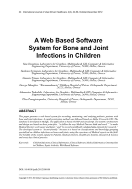 A Web Based Software System for Bone and Joint Infections in Children