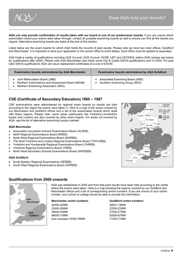 AQA CSE Exam Records