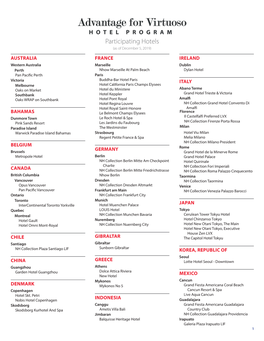 Participating Hotels (As of December 5, 2019)