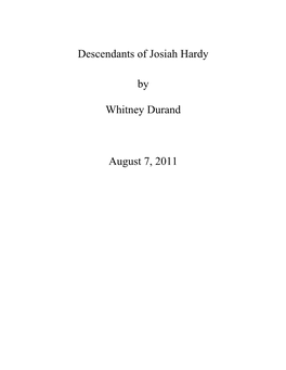 Descendants of Josiah Hardy