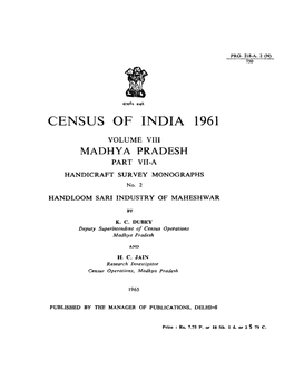 Handicraft Survey Monographs No-2, Part VII-A, Vol-VIII, Madhya Pradesh