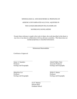 Mineralogical and Geochemical Profiling of Arsenic-Contaminated Alluvial Aquifers in the Ganges-Brahmaputra Floodplain Manikg