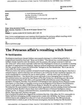 The Petraeus Affair's Resulting Witch Hunt by David Ignatius