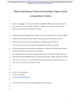 Host Evolutionary History and Ecology Shape Virome Composition in Fishes