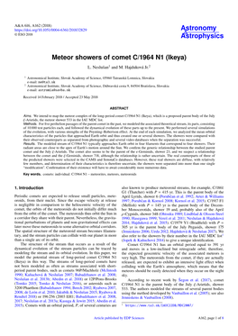 Meteor Showers of Comet C/1964 N1 (Ikeya) L