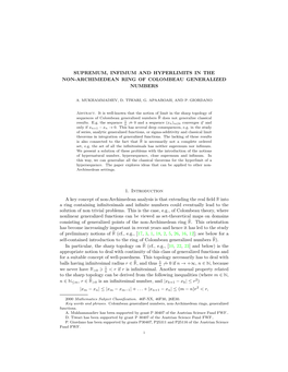 Sup, Inf and Hyperlimits in the Non-Archimedean Ring of Cgn 3