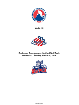 Media Kit Rochester Americans Vs Hartford Wolf Pack Game #937