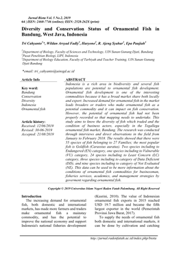 Diversity and Conservation Status of Ornamental Fish in Bandung, West Java, Indonesia