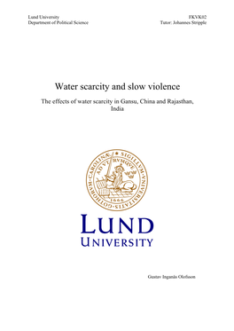 Water Scarcity and Slow Violence