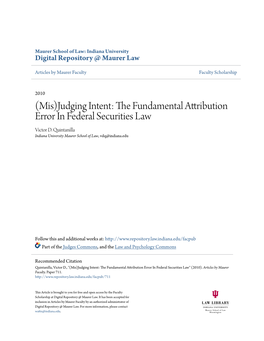 The Fundamental Attribution Error in Federal Securities Law