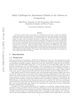 Safety Challenges for Autonomous Vehicles in the Absence of Connectivity