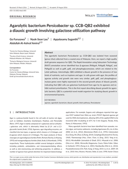 Agarolytic Bacterium Persicobacter Sp. CCB&#X2010