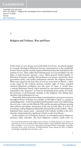 Religion and Violence, War and Peace