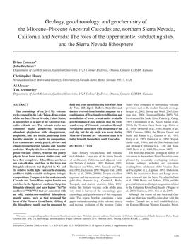 Geology, Geochronology, and Geochemistry of the Miocene