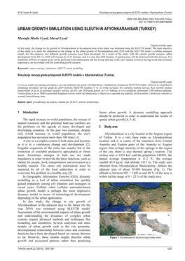 Urban Growth Simulation Using Sleuth in Afyonkarahisar (Turkey)