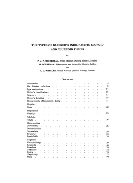 The Types of Bleeker's Indo-Pacific Elopoid and Clupeoid Fishes