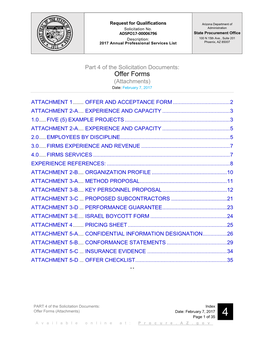 Offer Forms (Attachments) Date: February 7, 2017