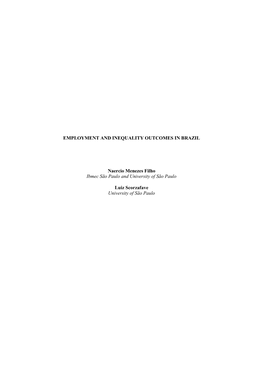 EMPLOYMENT and INEQUALITY OUTCOMES in BRAZIL Naercio