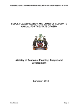 Budget Classification and Chart of Accounts Manual for the State of Osun