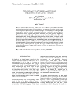 Ilangakoon 2006 Preliminary Analysis of Large Whale Strandings in Sri Lanka