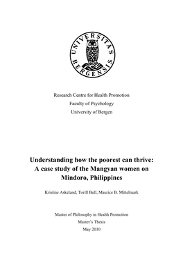 A Case Study of the Mangyan Women on Mindoro, Philippines