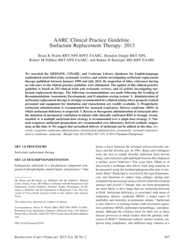 Surfactant Replacement Therapy: 2013