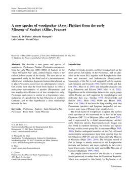 A New Species of Woodpecker (Aves; Picidae) from the Early Miocene of Saulcet (Allier, France)