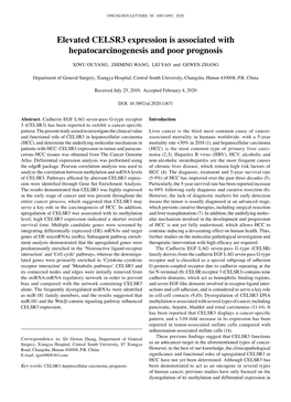 Elevated CELSR3 Expression Is Associated with Hepatocarcinogenesis and Poor Prognosis