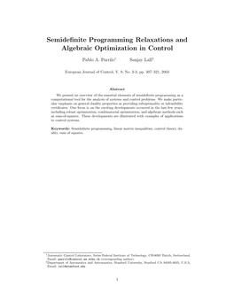 Semidefinite Programming Relaxations and Algebraic