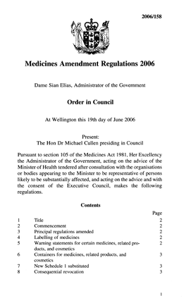 Medicines Amendment Regulations 2006