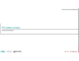 TPL Trakker Limited Investor Presentation Transaction Overview