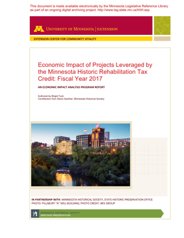 Economic Impact of Projects Leveraged by the Minnesota Historic Rehabilitation Tax Credit: Fiscal Year 2017
