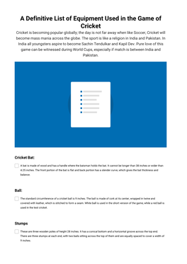 A Definitive List of Equipment Used in the Game of Cricket
