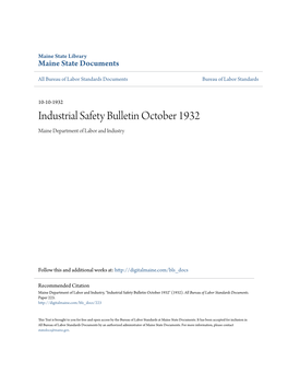 Industrial Safety Bulletin October 1932 Maine Department of Labor and Industry