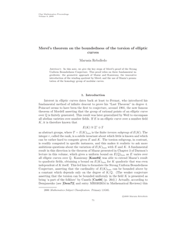 Merel's Theorem on the Boundedness of the Torsion of Elliptic Curves