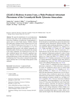 2-Hydroxy-4-Octen-3-One, a Male-Produced Attractant Pheromone of the Cerambycid Beetle Tylonotus Bimaculatus