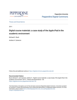 Digital Course Materials: a Case Study of the Apple Ipad in the Academic Environment