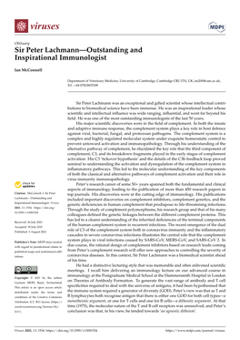 Sir Peter Lachmann—Outstanding and Inspirational Immunologist