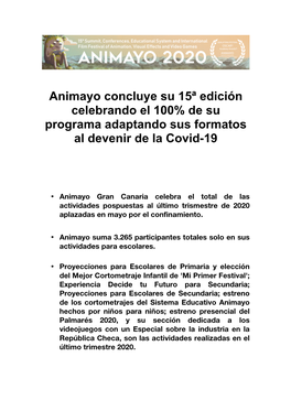 ANIMAYO Finaliza 15ª Edición Con El 100% Actividades Realizadas