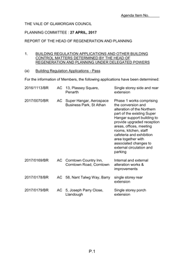 Planning Committee Agenda 27 04 2017