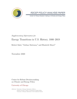 Energy Transitions in U.S. History, 1800–2019