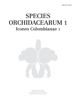 SPECIES ORCHIDACEARUM 1 Icones Colombianae 1