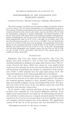 ISODIMORPHISM of the POLYBASITE and PEARCEITE SERIES Crrrnonr Fnononr.,H Araar D Linia Er Sity, Cambr I,D